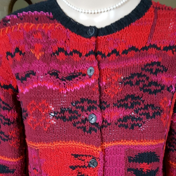 Gorgeous Hand Knitted, colorful Sweater. Red, and black. PS/PP - Picture 6 of 6